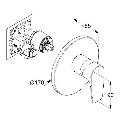 Kludi Pure&Solid bateria podtynkowa -prysznicowa chrom 346550575
