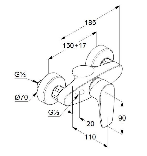 Kludi Pure&Solid bateria prysznicowa ścienna chrom 348410575