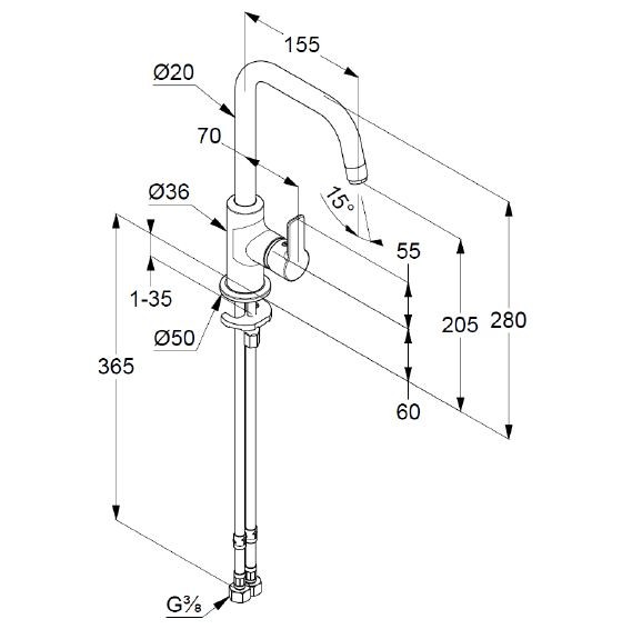Kludi Pure&Easy bateria umywalkowa bez korka chrom 370240565