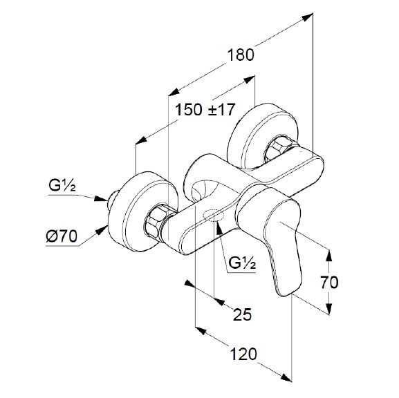 Kludi Pure&Easy bateria prysznicowa ścienna chrom 378410565