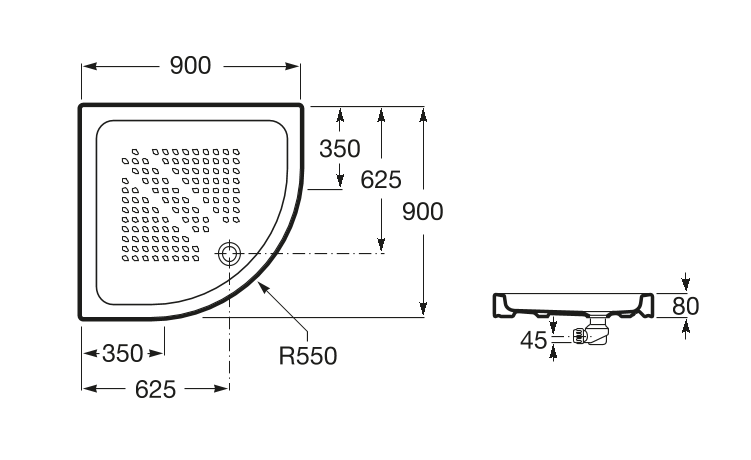 Roca Italia brodzik półokrągły ceramiczny 90x90 biały A3740HL000
