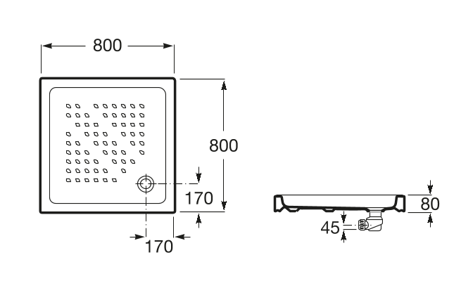 Roca Italia brodzik kwadratowy ceramiczny 80x80 biały A3740HJ000