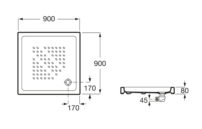 Roca Italia brodzik kwadratowy ceramiczny 90x90 biały A3740HH000