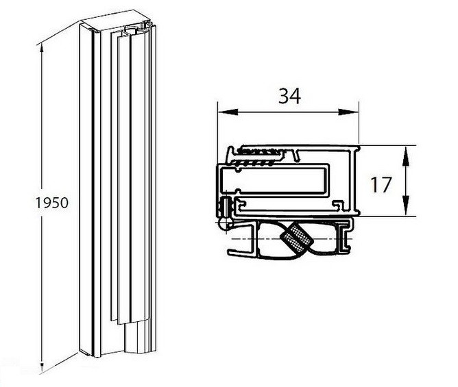 Roca Capital profil ścienny z uszczelką magnetyczną do wnęki AM48195020