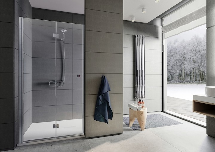 Roca Capital drzwi do wnęki składane 100 cm chrom przeźroczyste MaxiClean AM4510012M