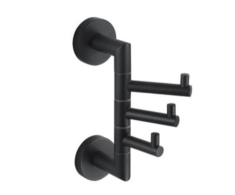 Stella Classic Black wieszak potrójny ruchomy czarny matowy 07330B