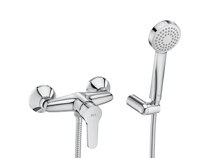 Roca Arola bateria prysznicowa ścienna z zestaem natryskowym chrom A5A206AC0K