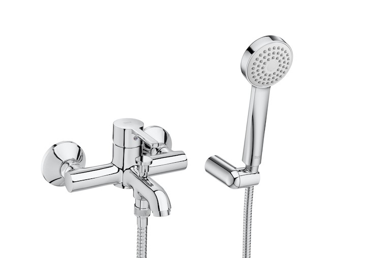 Roca Carelia bateria wannowa ścienna z zestawem natryskowym chrom A5A018AC0K