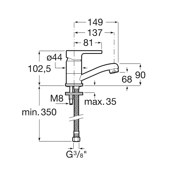 Roca Arola bateria kuchenna zlewozmywakowa chrom A5A896AC0K