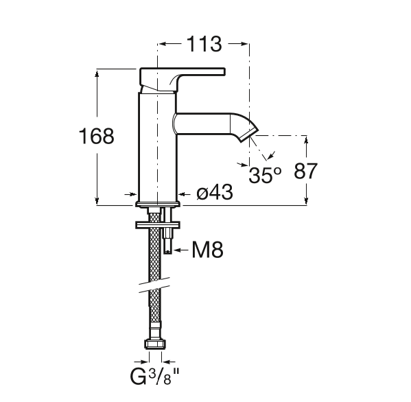 Roca Carelia bateria umywalkowa bez korka chrom A5A328AC0K
