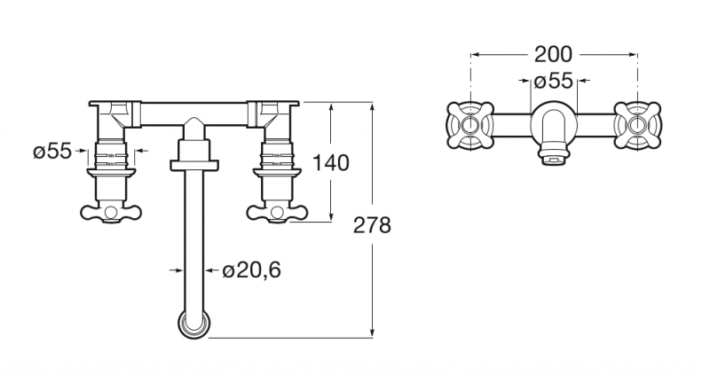 Roca Carmen podtynkowa bateria umywalkowa retro trzyotworowa chrom A5A474BC00