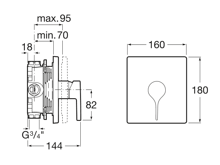 Roca Insignia podtynkowa bateria prysznicowa chrom A5A2B3AC00