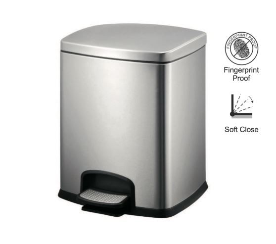 Stella kosz pedałowy Premium prostokątny 5 L srebrny stal 2020305