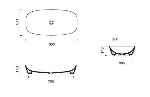 Catalano Green LUX 80 umywalka stawiana na blat 80x40 silver/white srebrny/biały 180APGRLXBA