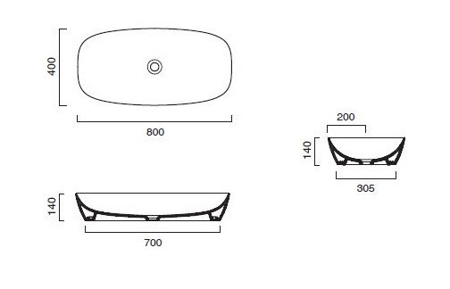 Catalano Green LUX 80 umywalka stawiana na blat 80x40 gold/white złoty/biały 180APGRLXBO