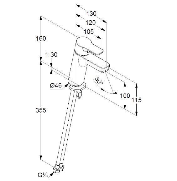 Kludi Pure&Easy bateria umywalkowa 100 bez korka chrom 372920565