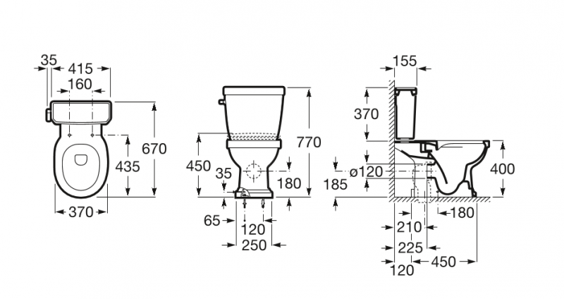 Roca Carmen zbiornik do kompaktu dopływ wody z dołu A3410A1000