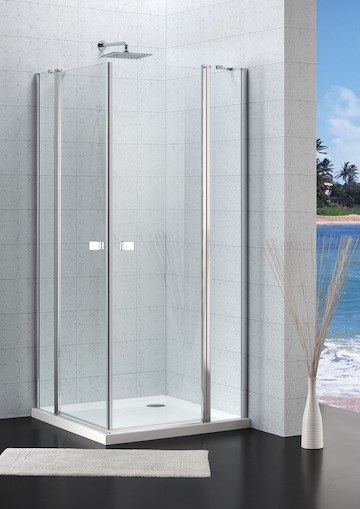 Roca Capital drzwi do wnęki z polem stałym wahadłowe 90 cm chrom przeźroczyste MaxiClean AM4609012M