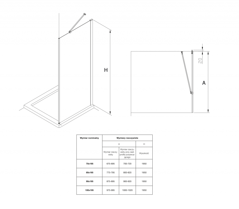 Roca Capital ścianka boczna lub Walk-in 90 cm chrom przeźroczyste MaxiClean AM4409012M