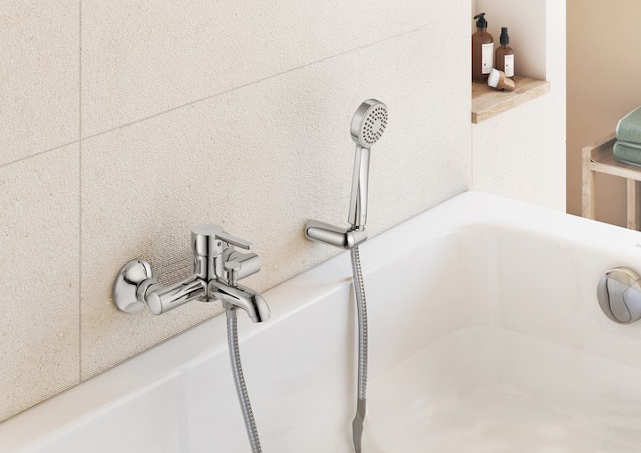 Roca Carelia bateria wannowa ścienna z zestawem natryskowym chrom A5A018AC0K