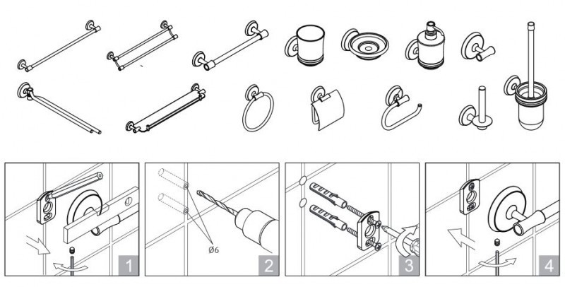 Stella Monaco retro wieszak dwuramienny ruchomy na ręczniki chrom 09150