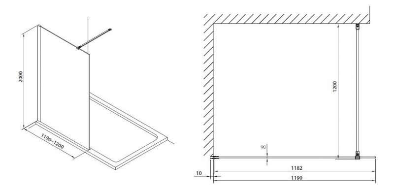 Omnires Marina kabina typu Walk-In ze ścianką boczną 120 cm L/P chrom połysk przeźroczyste Easy Clean MA1230CRTR