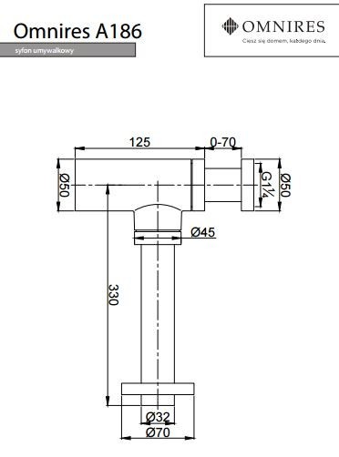 Omnires syfon umywalkowy ozdobny czarny mat A186BL