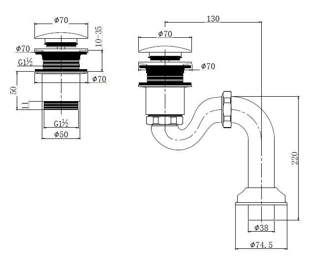 Omnires syfon wannowy ozdobny retro brąz antyczny SYOM-W10BR