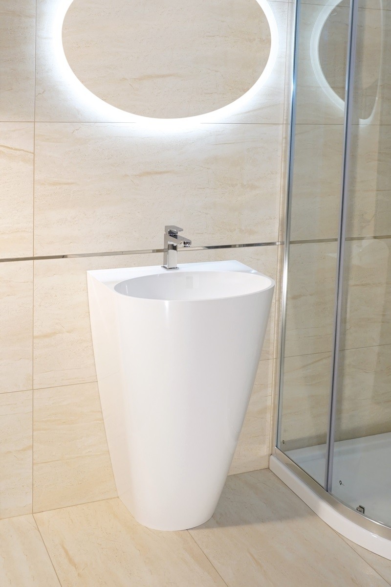 Omnires SIENA Marble+ umywalka wolnostojąca bez otworu 55x43 lany marmur biały SIENAUWBOBP