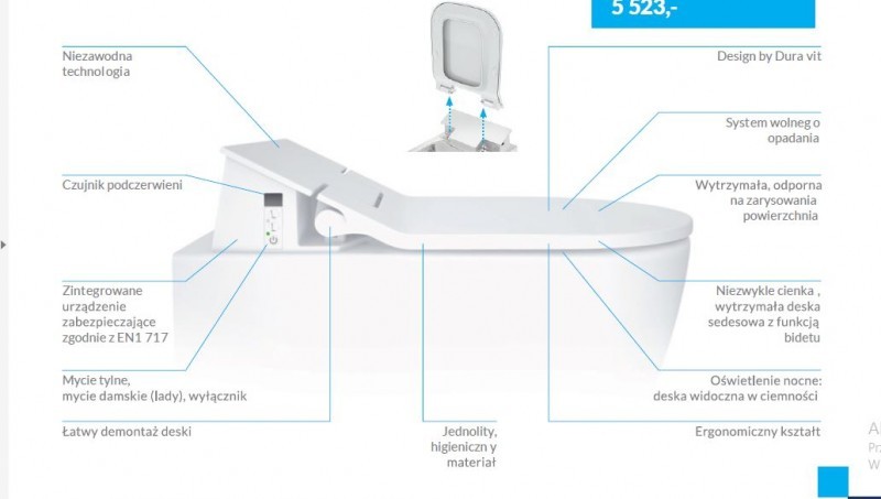 Duravit Me by Starck Sensowash Slim muszla rimless + deska myjąca 631000002004300