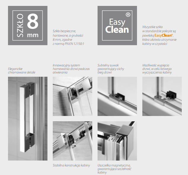 Radaway Espera KDJ kabina 100x80 drzwi przesuwne lewe 100 i scianka 80 chrom przeźroczyste Easy Clean