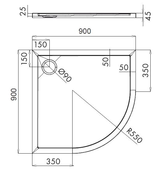 Omnires Merton brodzik półokrągły 90x90 cm akryl biały MERTON90/OBP