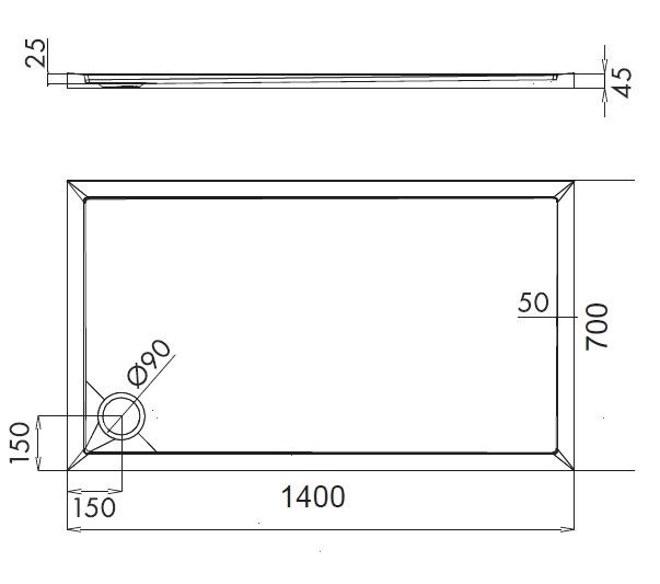 Omnires Merton brodzik prostokątny 140x70 cm akryl biały MERTON70/140/PBP