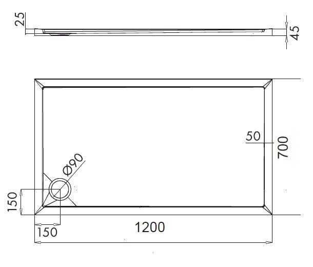 Omnires Merton brodzik prostokątny 120x70 cm akryl biały MERTON70/120/PBP