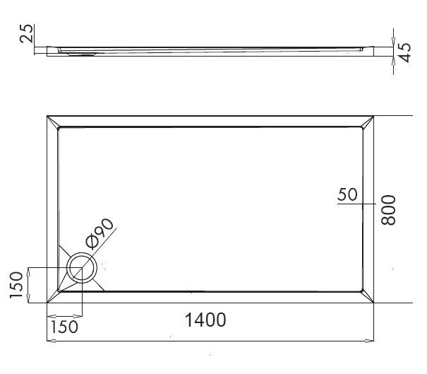 Omnires Merton brodzik prostokątny 140x80 cm akryl biały MERTON80/140/PBP