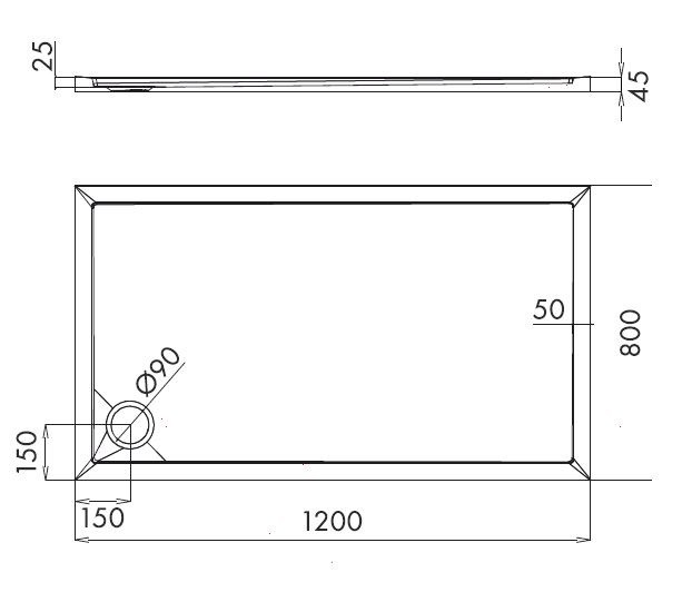 Omnires Merton brodzik prostokątny 120x80 cm akryl biały MERTON80/120/PBP