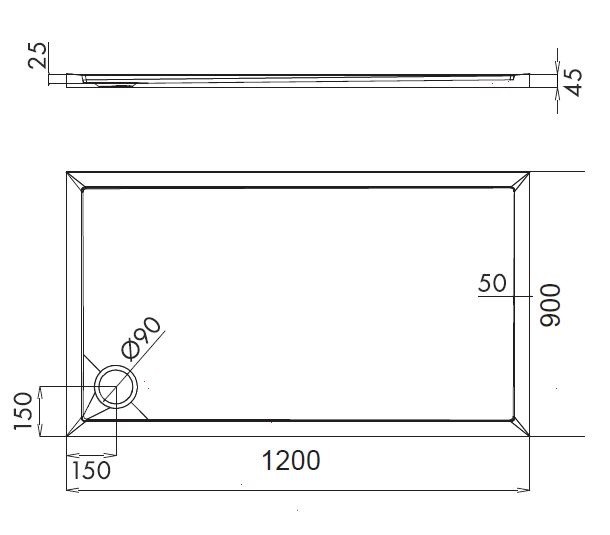 Omnires Merton brodzik prostokątny 120x90 cm akryl biały MERTON90/120/PBP
