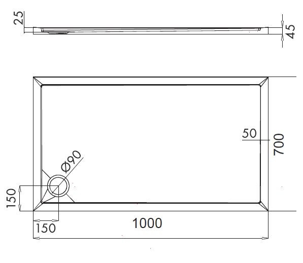 Omnires Merton brodzik prostokątny 100x70 cm akryl biały MERTON70/100/PBP