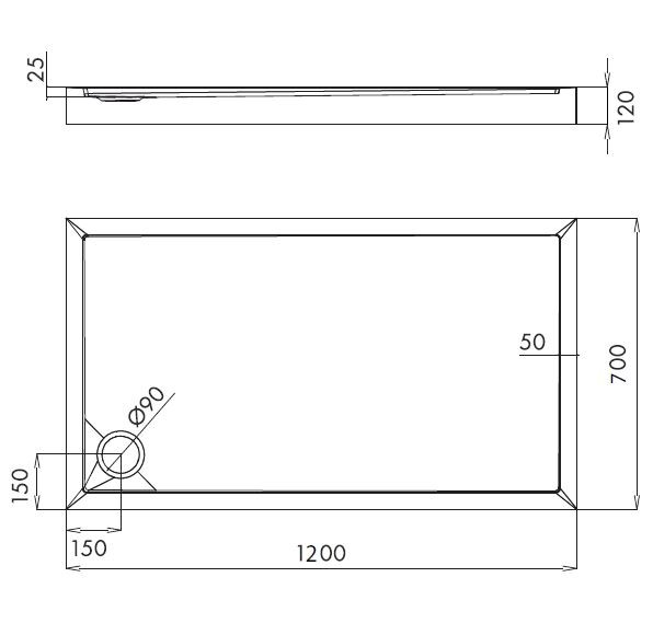 Omnires Camden brodzik prostokątny 120x70 cm akryl biały CAMDEN70/120/PBP