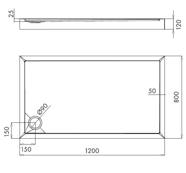 Omnires Camden brodzik prostokątny 120x80 cm akryl biały CAMDEN80/120/PBP