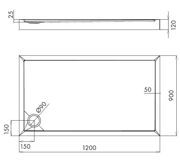 Omnires Camden brodzik prostokątny 120x90 cm akryl biały CAMDEN90/120/PBP