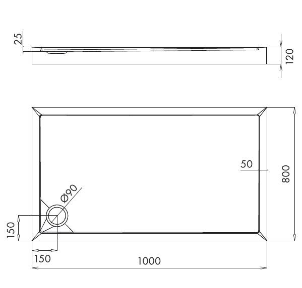 Omnires Camden brodzik prostokątny 100x80 cm akryl biały CAMDEN80/100/PBP