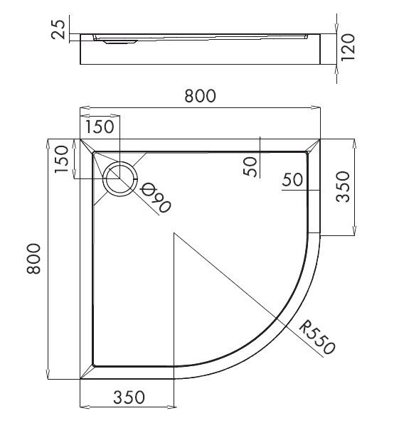 Omnires Camden brodzik półokrągły 80x80 cm akryl biały CAMDEN80/OBP