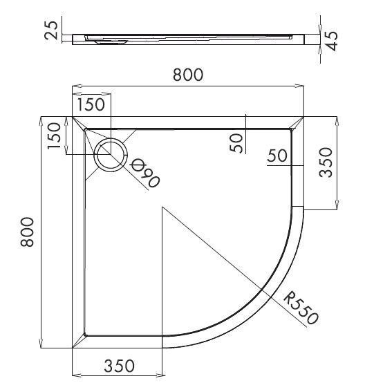 Omnires Merton brodzik półokrągły 80x80 cm akryl biały MERTON80/OBP