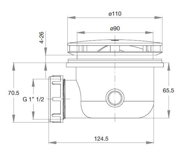 Omnires syfon brodzikowy niski 90 mm biały ST6590.35N+ST45BP