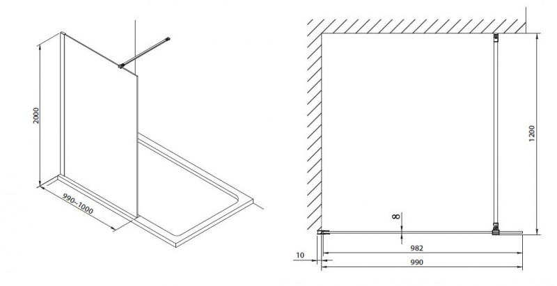 Omnires Marina kabina typu Walk-In 100 cm L/P chrom połysk przeźroczyste Easy Clean DNR10XCRTR