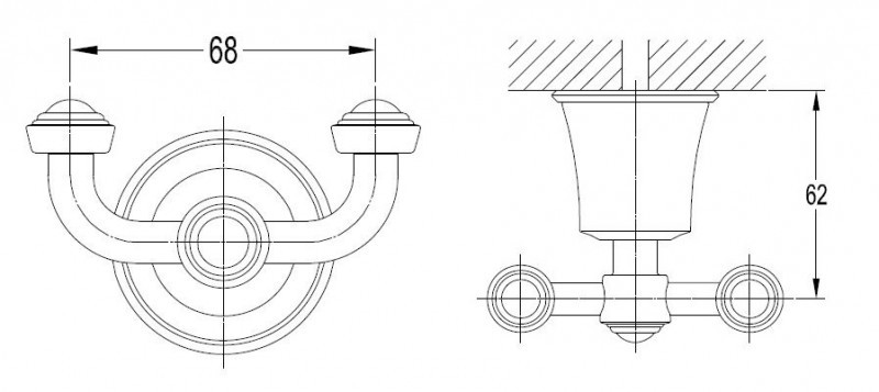 Omnires Art Line haczyk podwójny miedź antyczna AL53120ORB