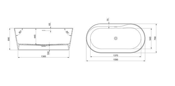 Roca Raina wanna wolnostojąca 159x79 stonex biały A248466000