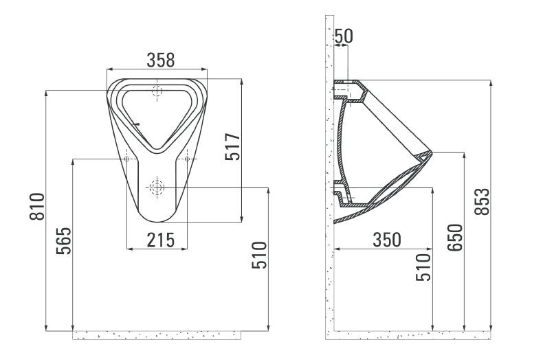 Deante Peonia pisuar wiszący dopływ wody od góry biały CDE6P3W