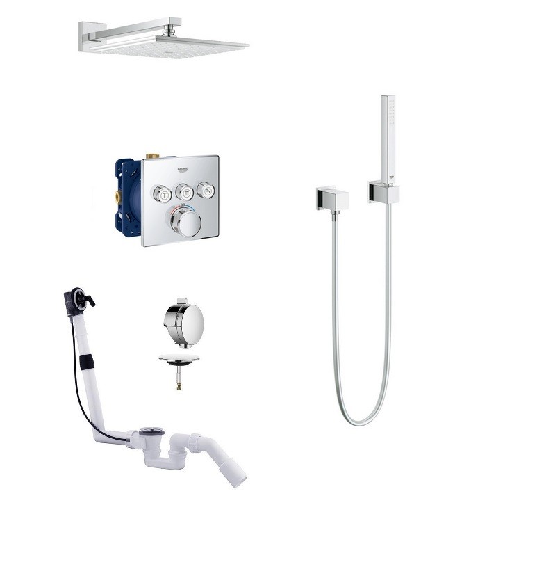 Grohe Smartcontrol zestaw podtynkowy z deszczownicą 23x23 i syfonem z wlewem wody kompletny 29126000WAN03